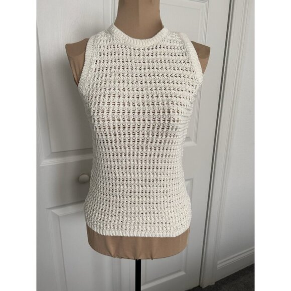 Madewell Crochet Tank Top Knit Crewneck Sweater Boho Ivory Racerback NO992 XXS - Picture 3 of 10